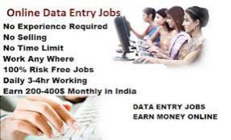 Online Home based data typing jobs available for female and male 0