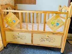 Baby wooden Cot with wooden swing