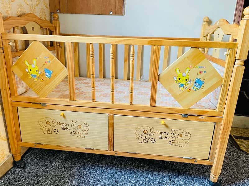 3 in 1 Baby wooden Cot with swing & Drawer 0