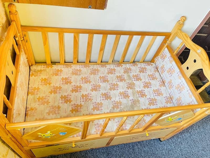 3 in 1 Baby wooden Cot with swing & Drawer 1