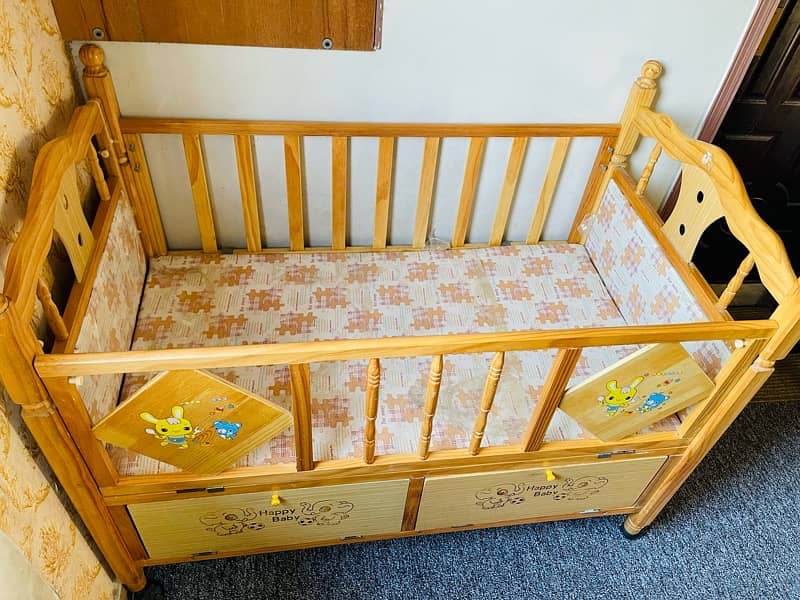 3 in 1 Baby wooden Cot with swing & Drawer 2