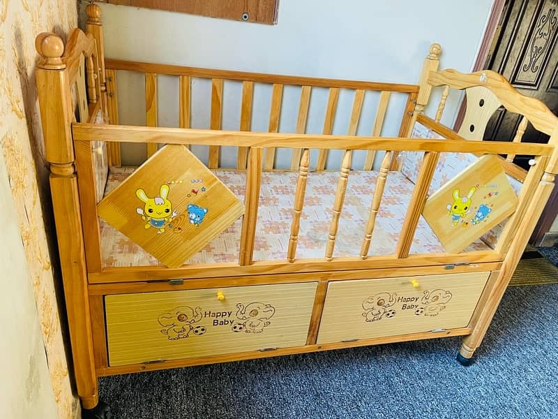 3 in 1 Baby wooden Cot with swing & Drawer 7