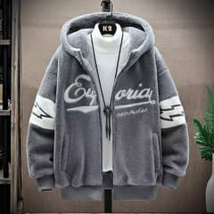 Men's Grey, White and Blue Hooded Jacket - Pc polystyre