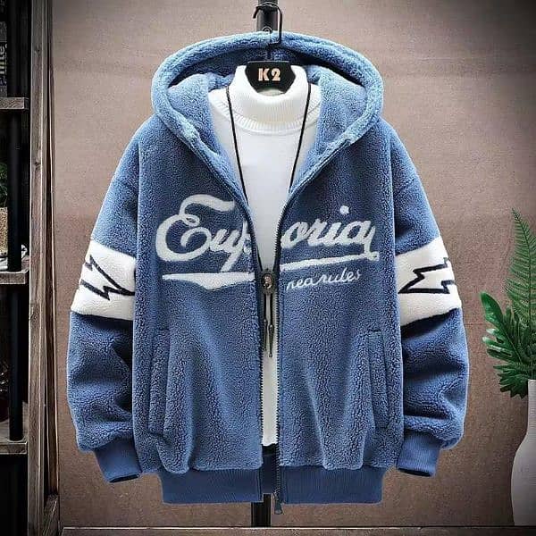 Men's Grey, White and Blue Hooded Jacket-Pc polystyre/Cash on delivery 1