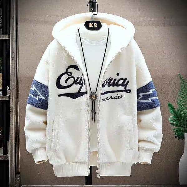 Men's Grey, White and Blue Hooded Jacket-Pc polystyre/Cash on delivery 2