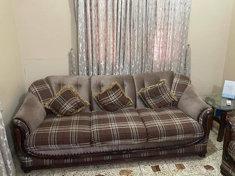 Wooden 7 Seater Sofa Set 3