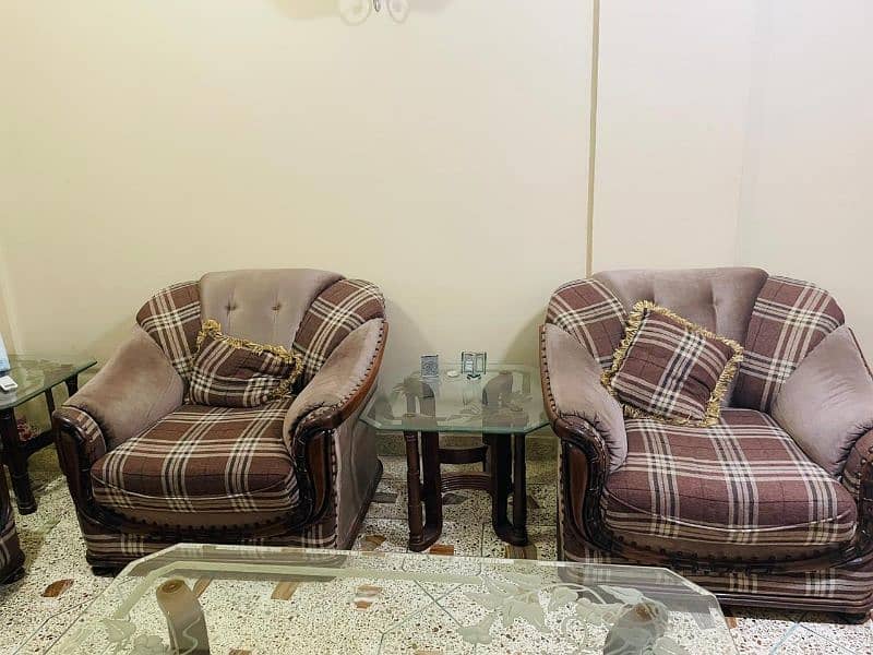 Wooden 7 Seater Sofa Set 4