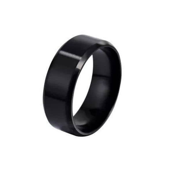 Boy's Titanium Pure Black Heavy Wait Ring 2