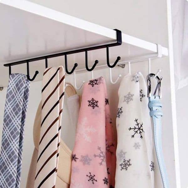 6-hook Under-the-shelf Mug Rack Kitchen Hanging Organizer 3