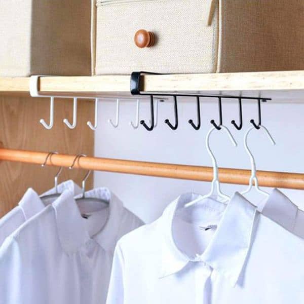 6-hook Under-the-shelf Mug Rack Kitchen Hanging Organizer 4