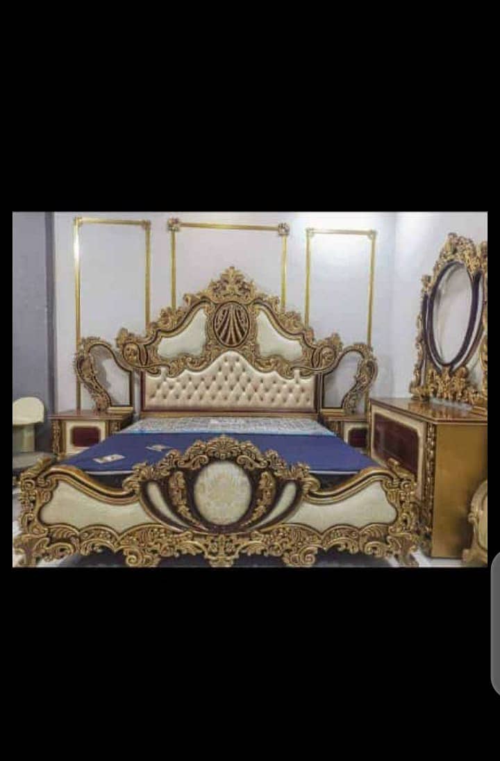 bed / double bed / king size bed / poshish bed / bed set / side table 3