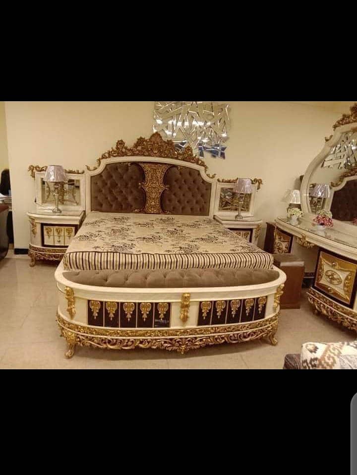 bed / double bed / king size bed / poshish bed / bed set / side table 4