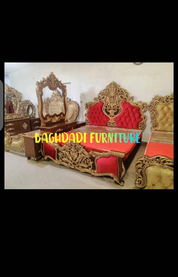 bed / double bed / king size bed / poshish bed / bed set / side table 11