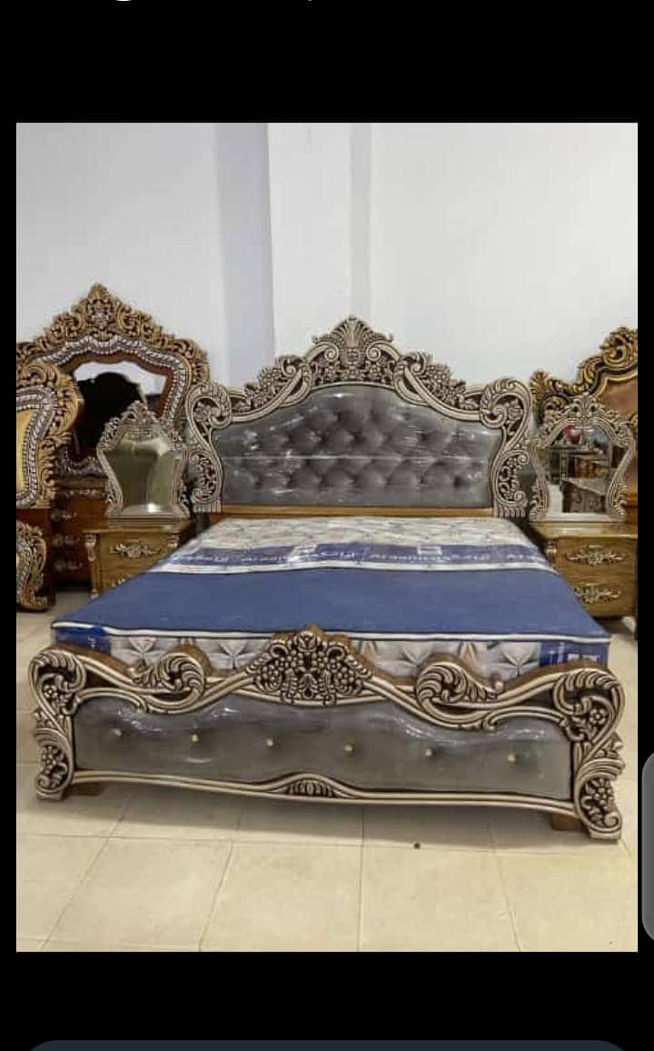 bed / double bed / king size bed / poshish bed / bed set / side table 15