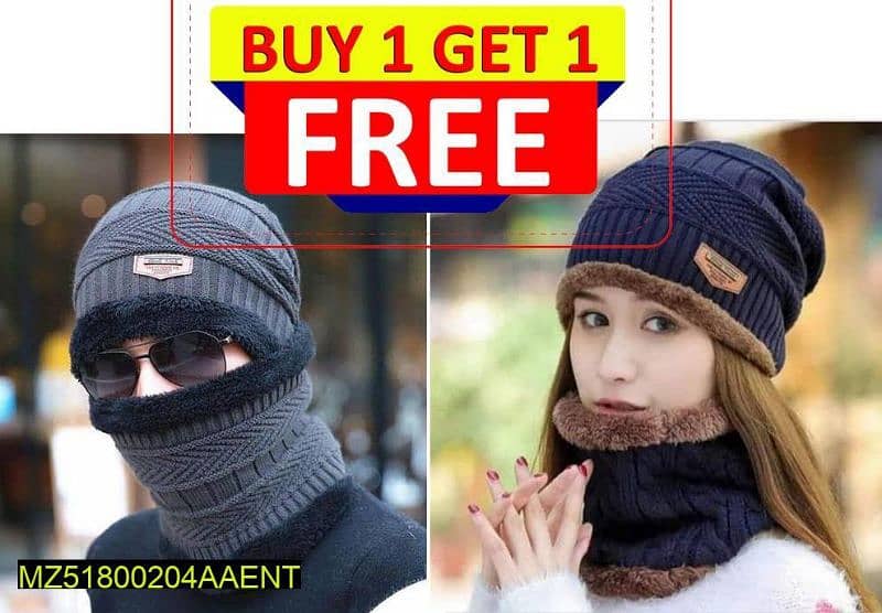 woolen cap with neck warmer 0