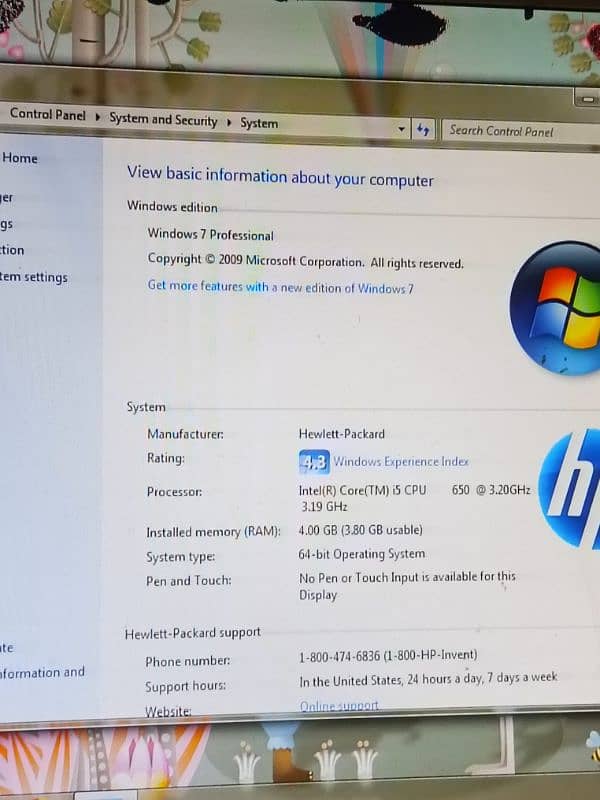 hp computer core i5 650 0