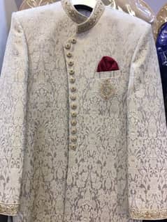 sherwani with turban&matching loafers new condition