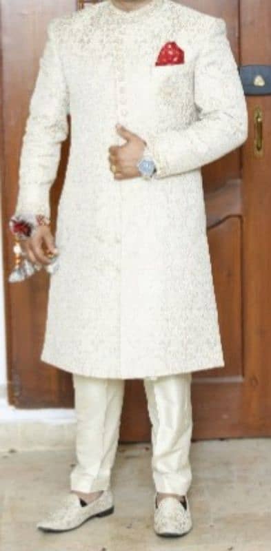 sherwani with turban&matching loafers new condition 3