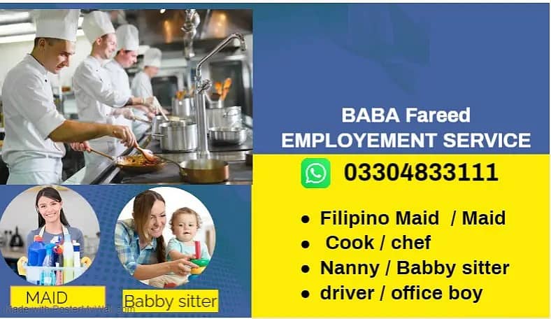 Maids / House Maids / Chef / House Cook / Baby Sitter maid available 2