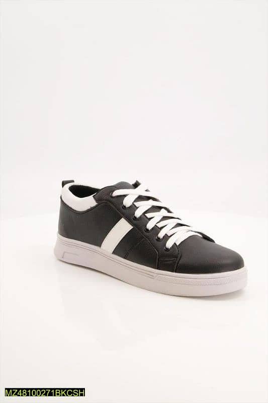 Black Camel - Men's Leather Sneakers, Black & White 1