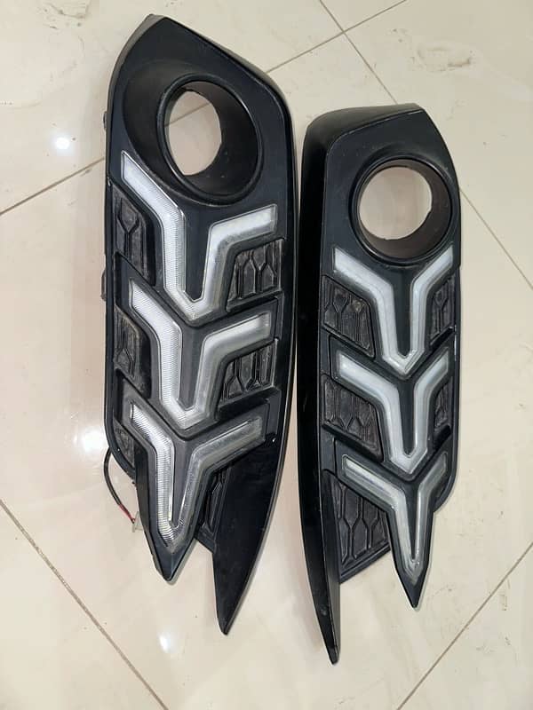 Honda civic x car fog light cover with light modified  1