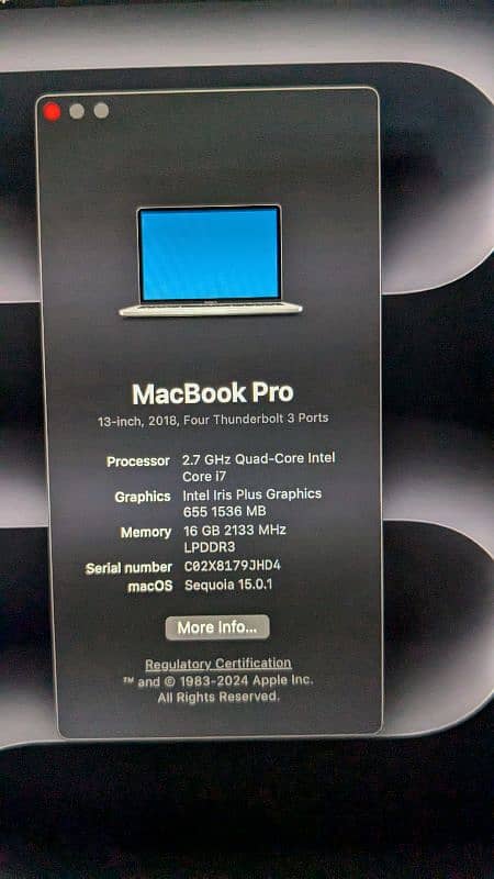 MacBook pro 2018 i7 16/256 6