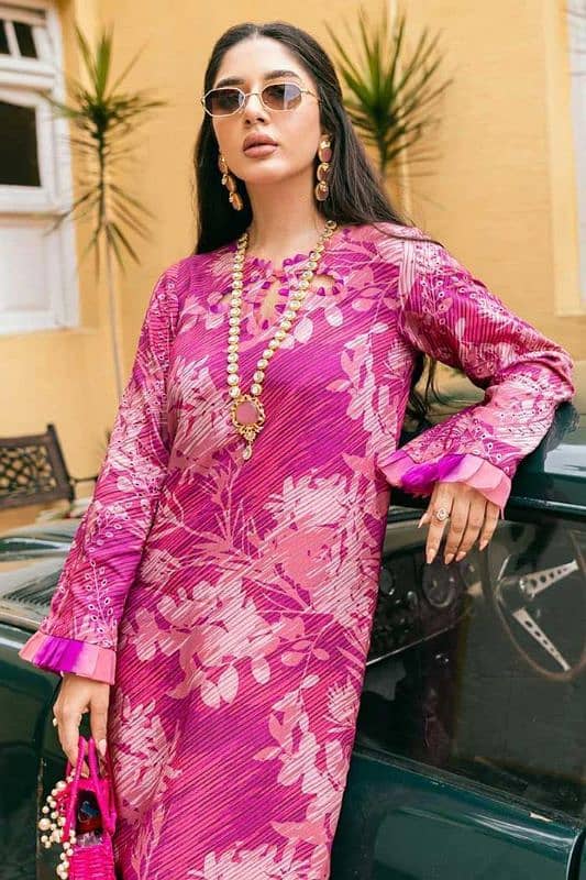 3pc digital printed khaddar in unstitched suit 1