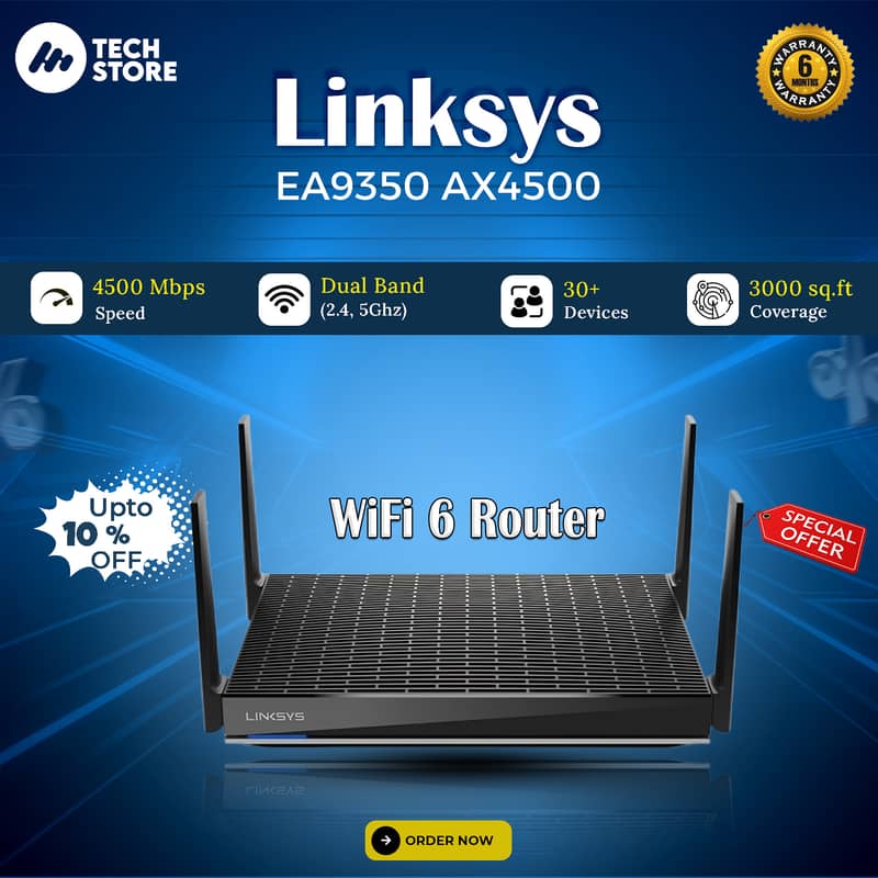 Linksys WiFi 6 Router Max-Stream EA9350 Dual-Band , AX4500 (With Box) 0