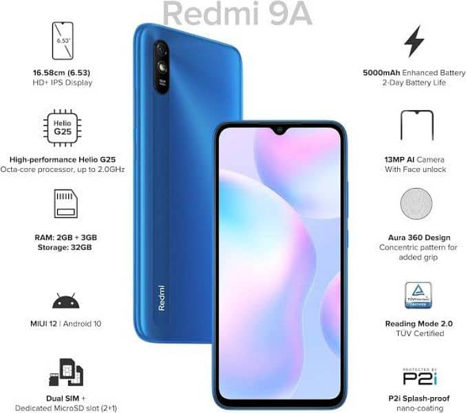 Redmi 9A 2GB RAM 32 GB Memory Blue Color 1