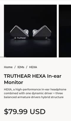 TRUTHEAR HEXA 1DD 3BA In-Ear Headphone