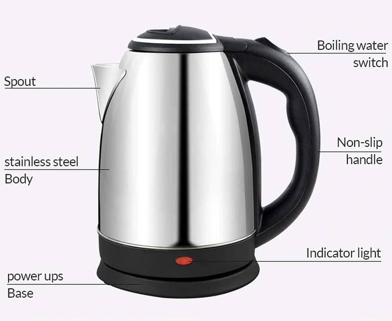 High-Quality Stainless Steel Electric Kettle - 2.0 Liter Capacity, 1