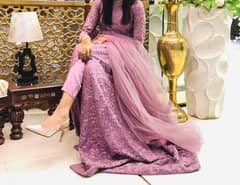 Graceful Mauve Long Gown with Lace Detailing – Perfect Formal Events