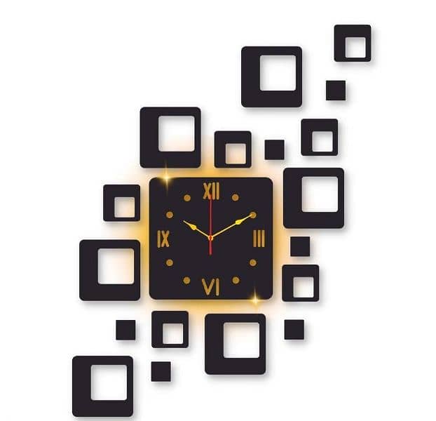 Square Design Laminated Wall Clock With Backlight 0