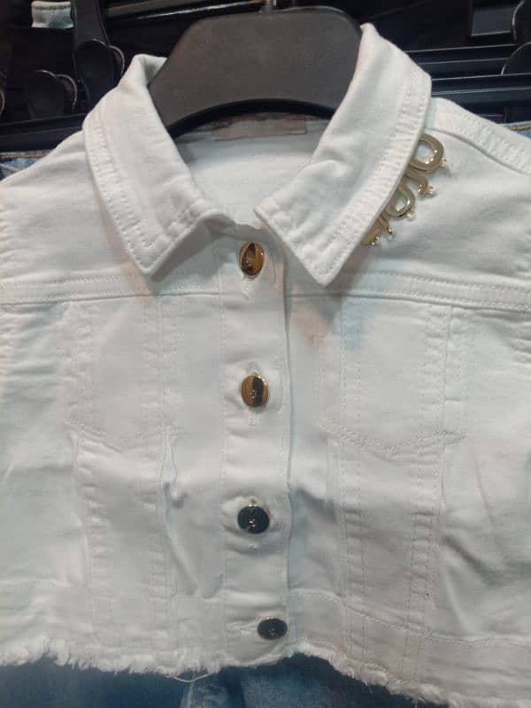 little girls white denim jacket 0