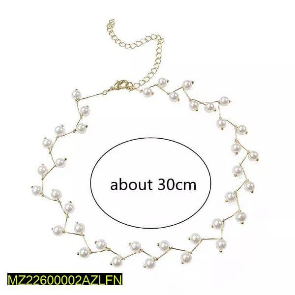 1 Pc Alloy Gold Plated Pearl Stone Choker 2