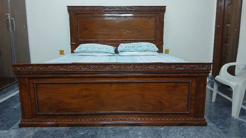 Wooden Bed, Side Table and Dressing Table. 0