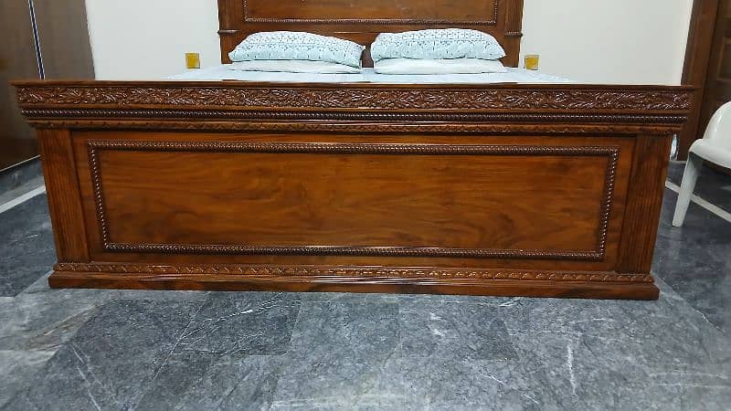 Wooden Bed, Side Table and Dressing Table. 1