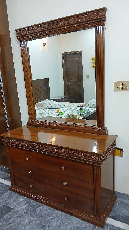 Wooden Bed, Side Table and Dressing Table. 10