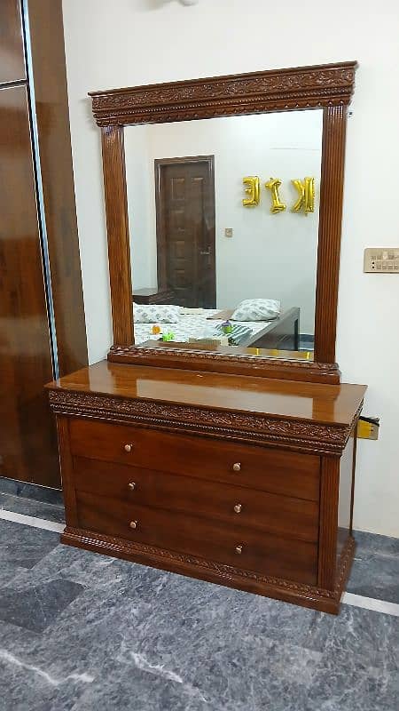 Wooden Bed, Side Table and Dressing Table. 12