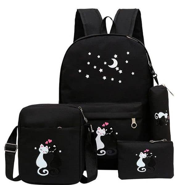 Girl's Canvas Backpack Set 0