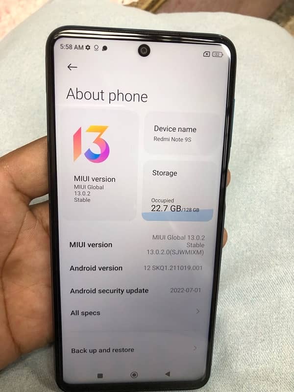 Redmi note 9s 6+2/128 only phone 7