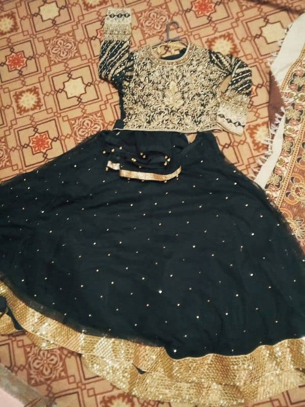 barat lehenga with black golden contrast 1