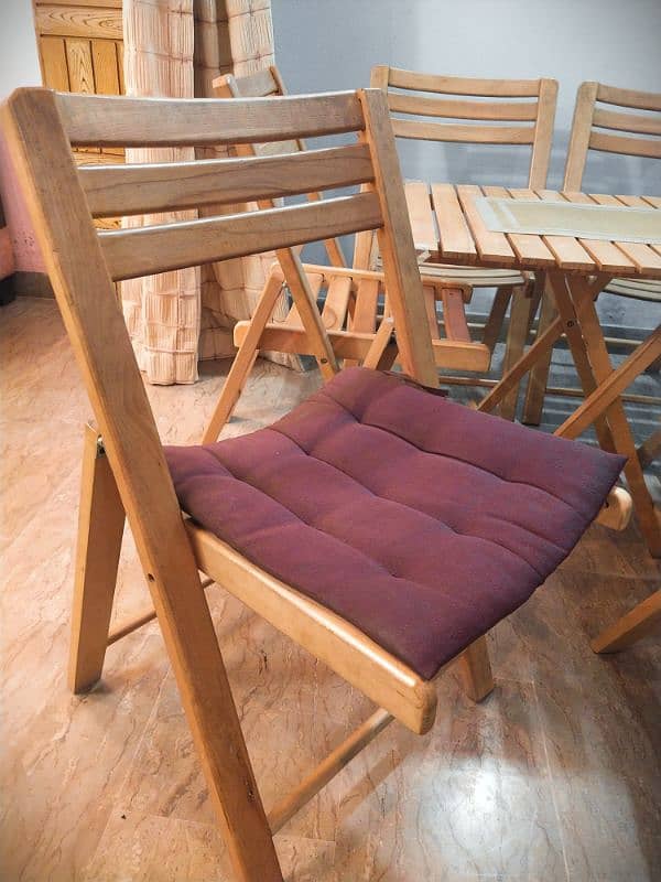 Wooden Chairs (Foldable) with Table (Foldable) for sale 3