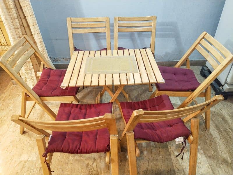 Wooden Chairs (Foldable) with Table (Foldable) for sale 5