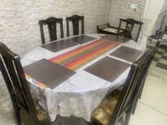 Diyar Wood Dinning Table with 6 Chairs neat and clean condition