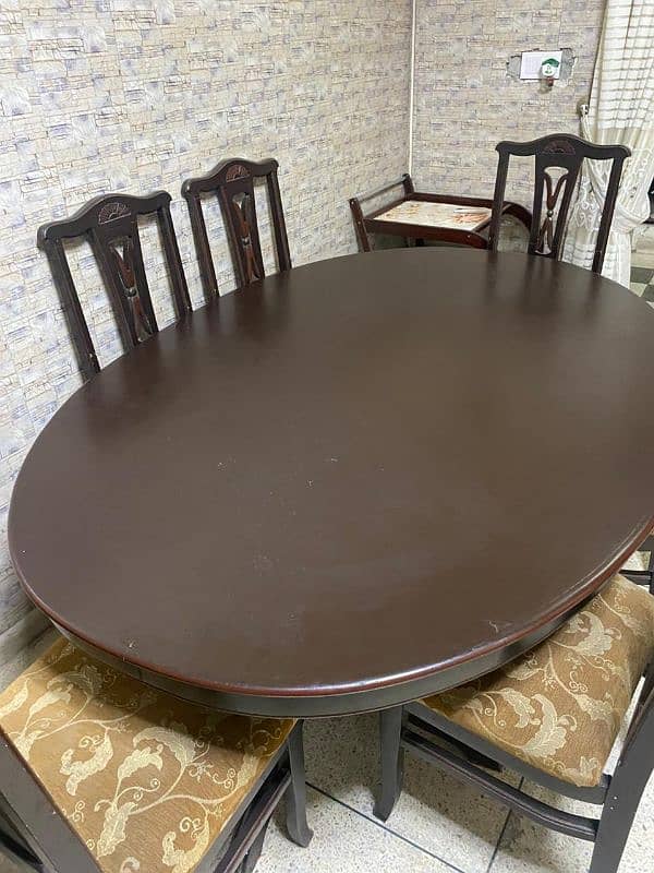 Diyar Wood Dinning Table with 6 Chairs neat and clean condition 1