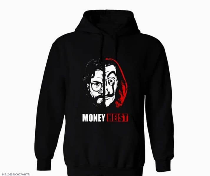 1 PC men's cotton fleece money heist printed hoodie 0