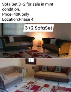 Sparingly used 3+2 Sofa set plain clay color