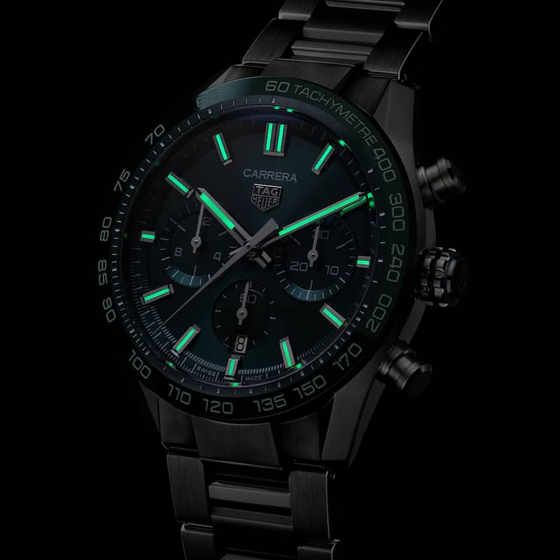 TAG Heuer Carrera Chronograph Green with Silver Chain 2