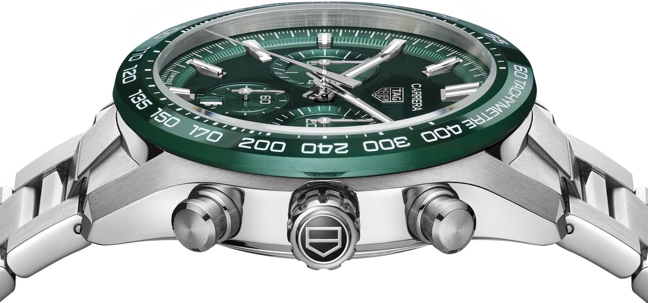 TAG Heuer Carrera Chronograph Green with Silver Chain 3